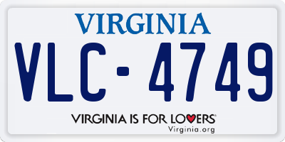 VA license plate VLC4749