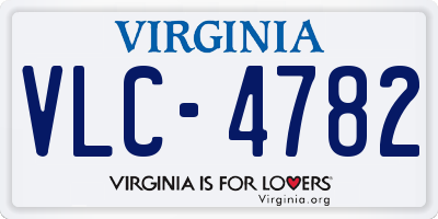 VA license plate VLC4782