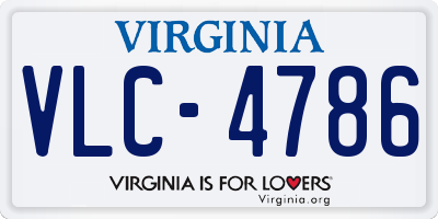 VA license plate VLC4786