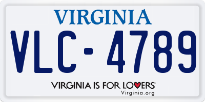 VA license plate VLC4789