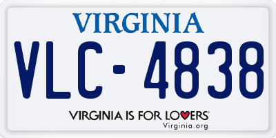 VA license plate VLC4838