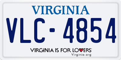 VA license plate VLC4854