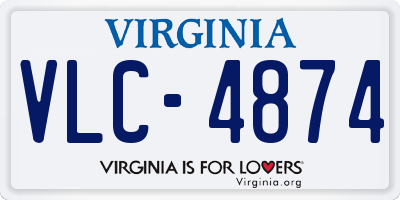 VA license plate VLC4874