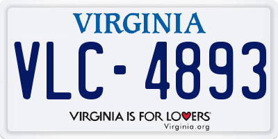 VA license plate VLC4893