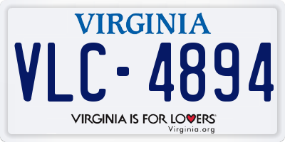 VA license plate VLC4894