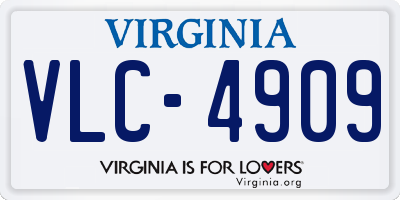 VA license plate VLC4909