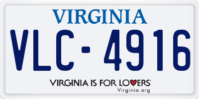 VA license plate VLC4916