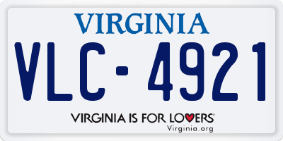 VA license plate VLC4921