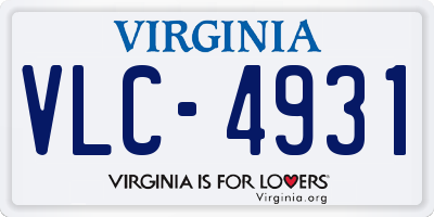 VA license plate VLC4931