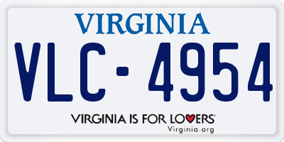 VA license plate VLC4954