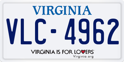 VA license plate VLC4962