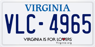 VA license plate VLC4965