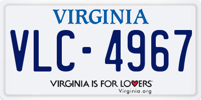 VA license plate VLC4967