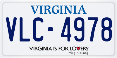 VA license plate VLC4978