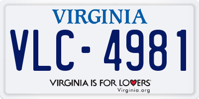 VA license plate VLC4981