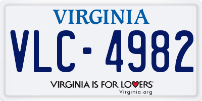 VA license plate VLC4982