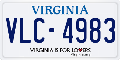 VA license plate VLC4983