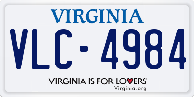 VA license plate VLC4984