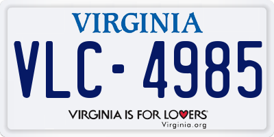 VA license plate VLC4985