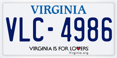 VA license plate VLC4986