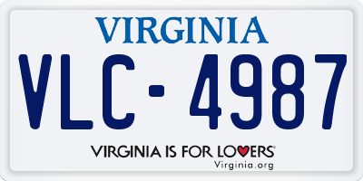 VA license plate VLC4987