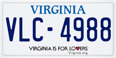 VA license plate VLC4988