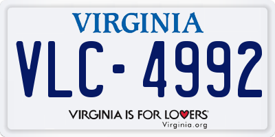 VA license plate VLC4992