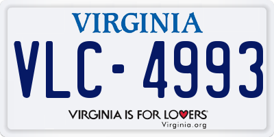 VA license plate VLC4993