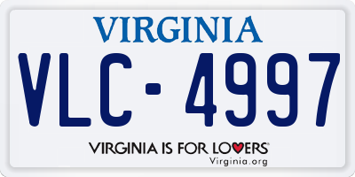 VA license plate VLC4997