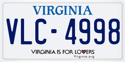 VA license plate VLC4998