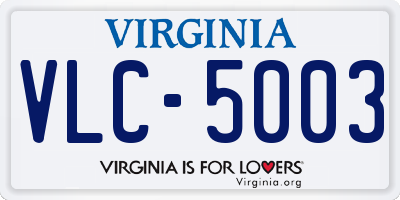VA license plate VLC5003