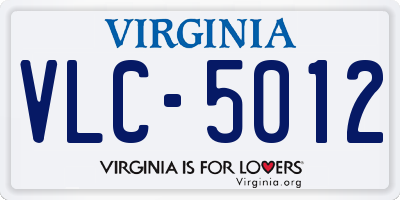 VA license plate VLC5012