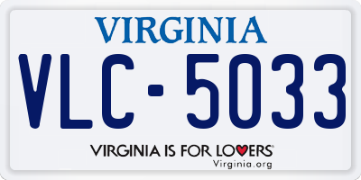 VA license plate VLC5033