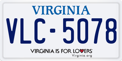VA license plate VLC5078