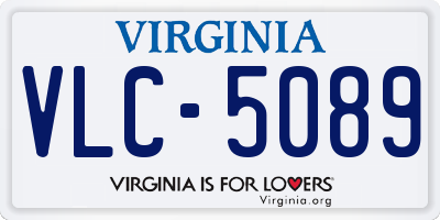 VA license plate VLC5089