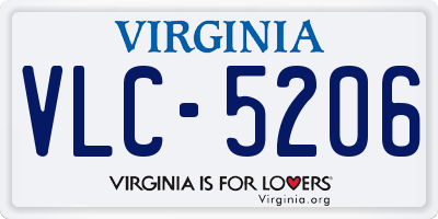 VA license plate VLC5206