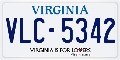 VA license plate VLC5342