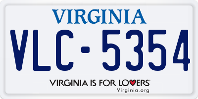 VA license plate VLC5354