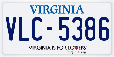 VA license plate VLC5386