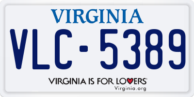 VA license plate VLC5389
