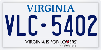 VA license plate VLC5402
