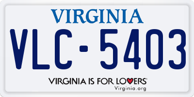 VA license plate VLC5403