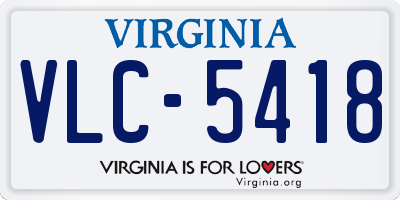 VA license plate VLC5418