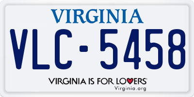 VA license plate VLC5458