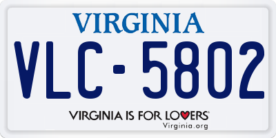 VA license plate VLC5802