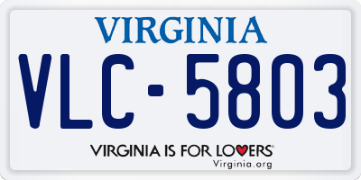 VA license plate VLC5803
