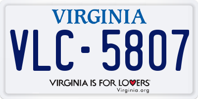 VA license plate VLC5807