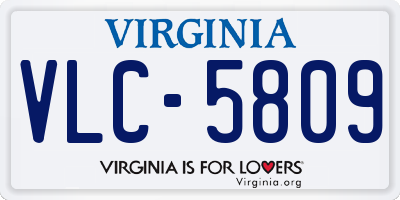 VA license plate VLC5809