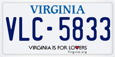 VA license plate VLC5833