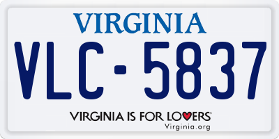 VA license plate VLC5837